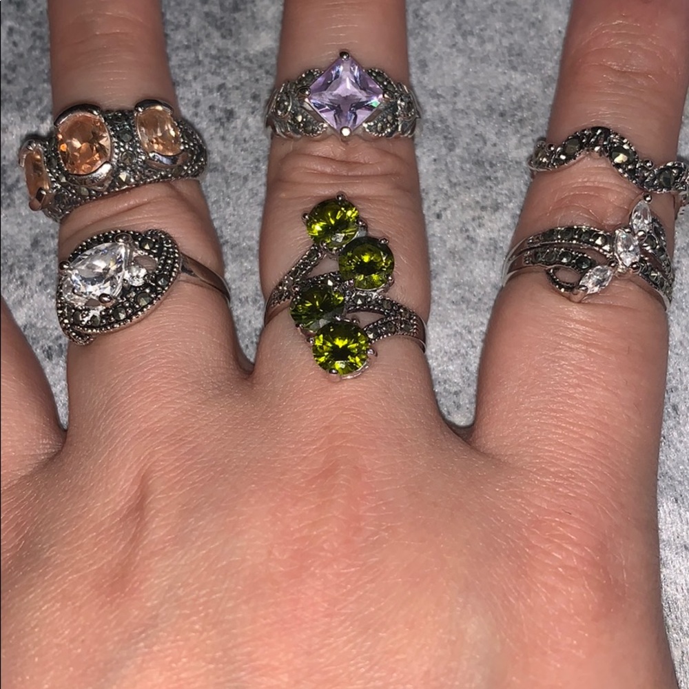 Pick 2 - MARCASITE CUBIC ZIRCONIA RINGS - sz 6, 7